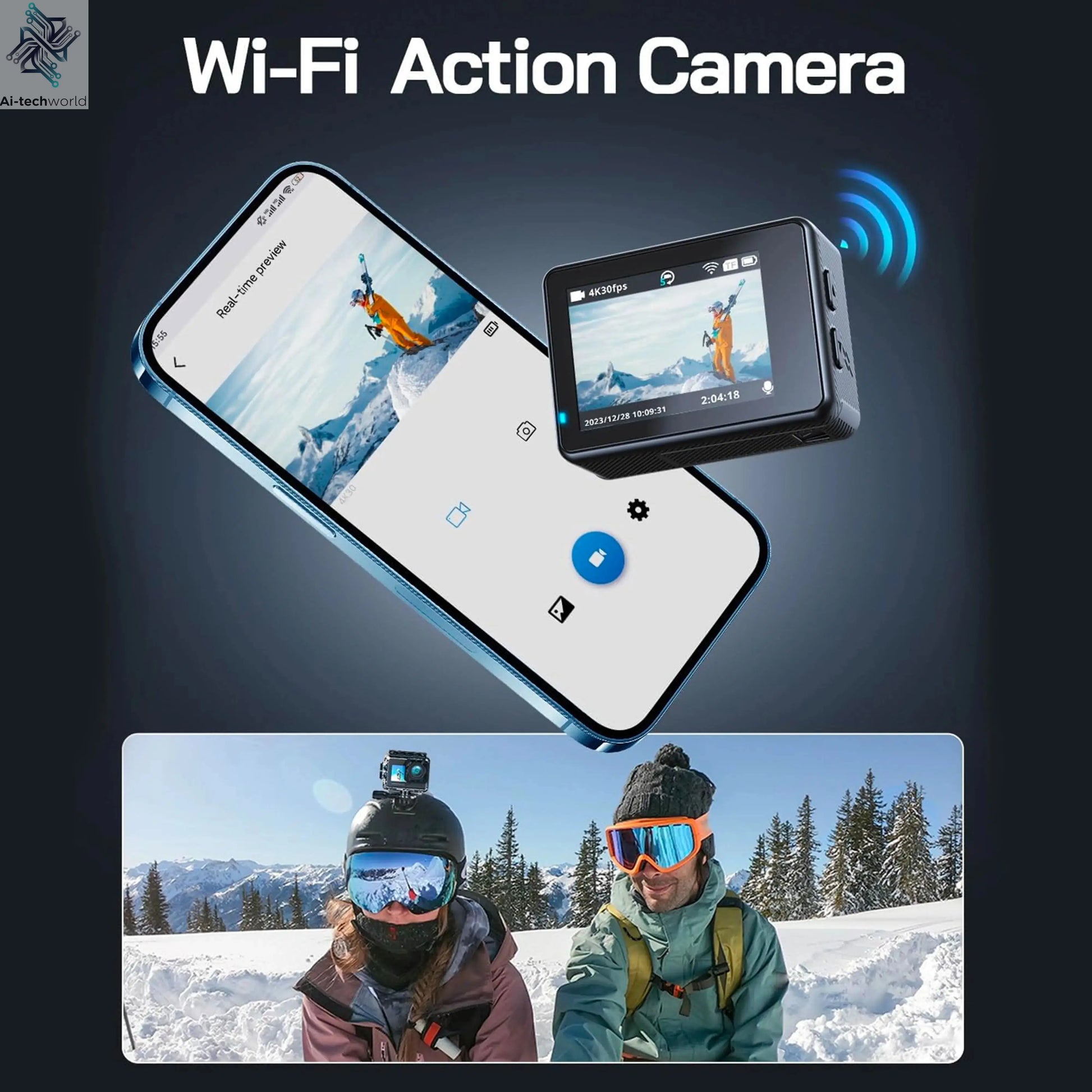 CERASTES V10 5K Action Camera Electronic Image Stabilization 2" Touch LCD 4K Waterproof Action Camera Dashcam Motion Detection Ai-TechWorld 