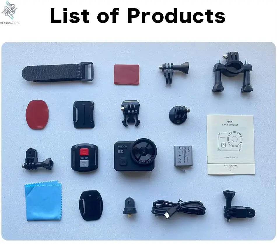 CERASTES V10 5K Action Camera Electronic Image Stabilization 2" Touch LCD 4K Waterproof Action Camera Dashcam Motion Detection Ai-TechWorld 