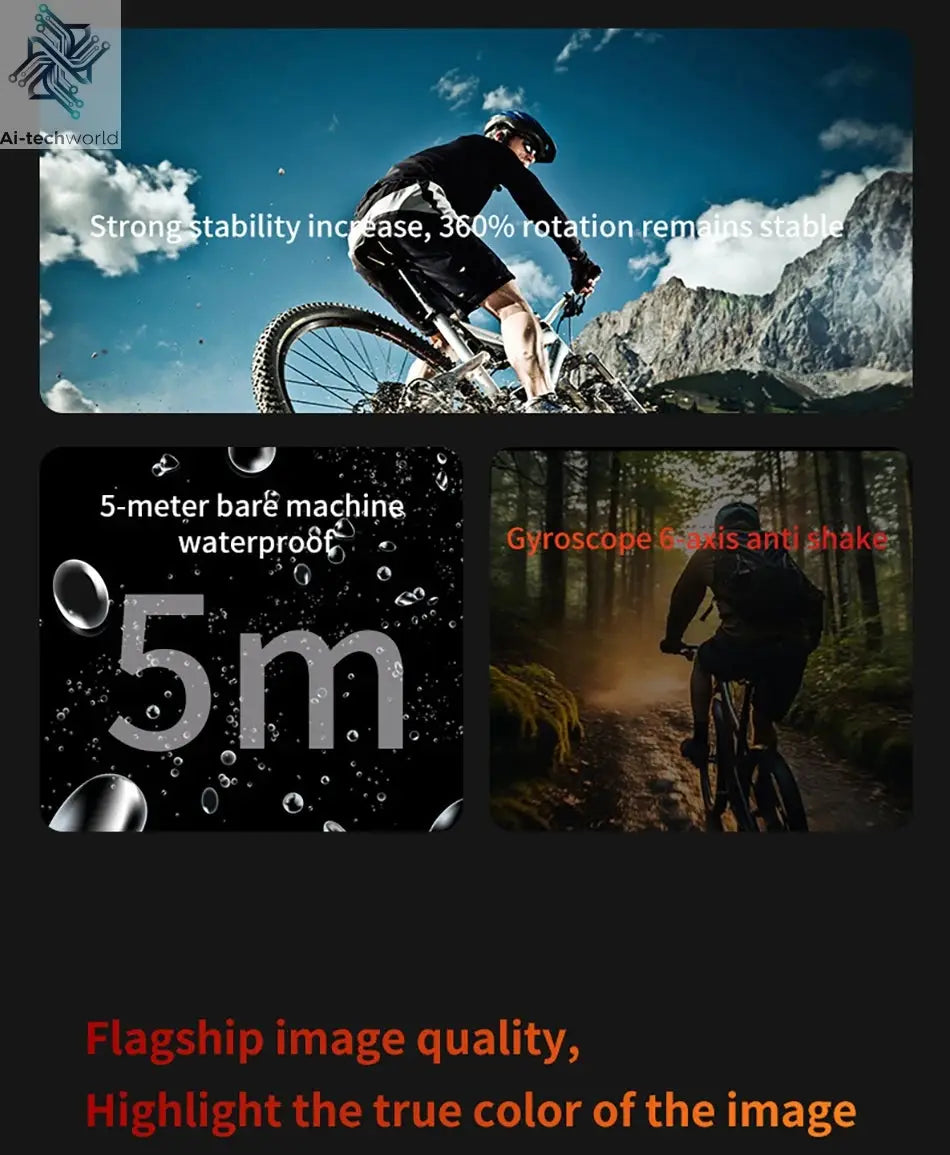 CERASTES V10 5K Action Camera Electronic Image Stabilization 2" Touch LCD 4K Waterproof Action Camera Dashcam Motion Detection Ai-TechWorld 