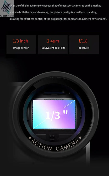 CERASTES V10 5K Action Camera Electronic Image Stabilization 2" Touch LCD 4K Waterproof Action Camera Dashcam Motion Detection Ai-TechWorld 