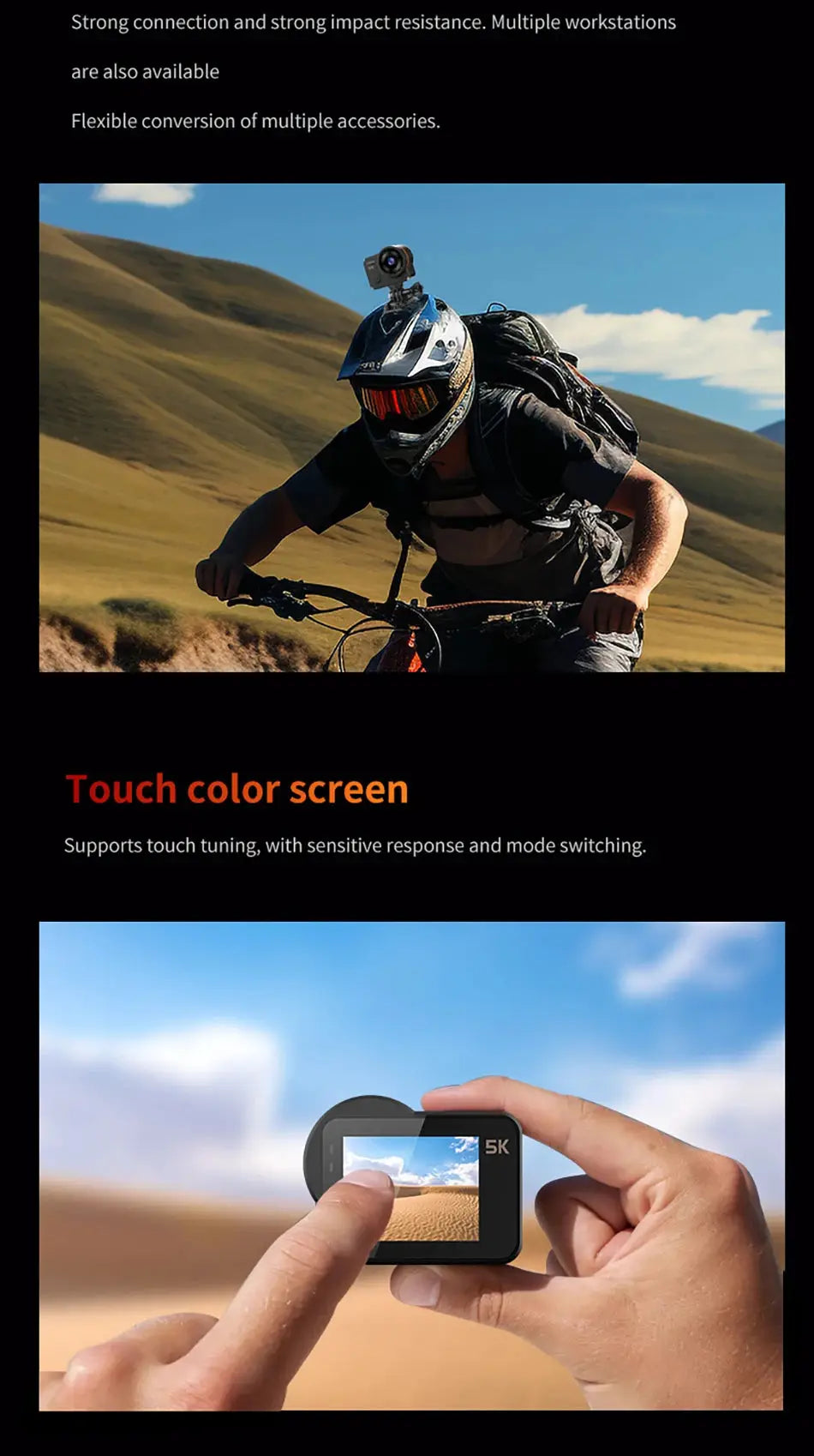 CERASTES V10 5K Action Camera Electronic Image Stabilization 2" Touch LCD 4K Waterproof Action Camera Dashcam Motion Detection Ai-TechWorld 