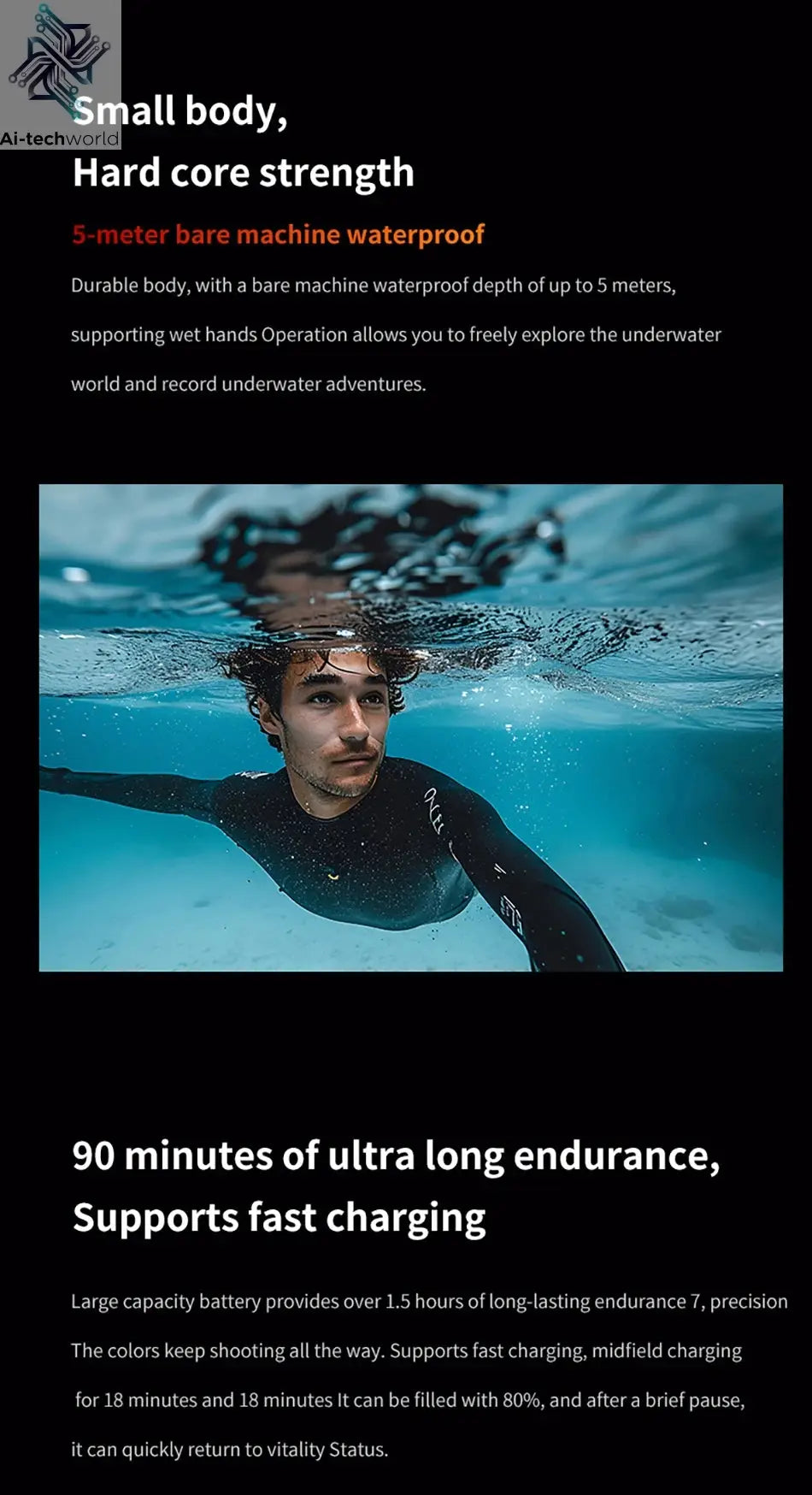 CERASTES V10 5K Action Camera Electronic Image Stabilization 2" Touch LCD 4K Waterproof Action Camera Dashcam Motion Detection Ai-TechWorld 