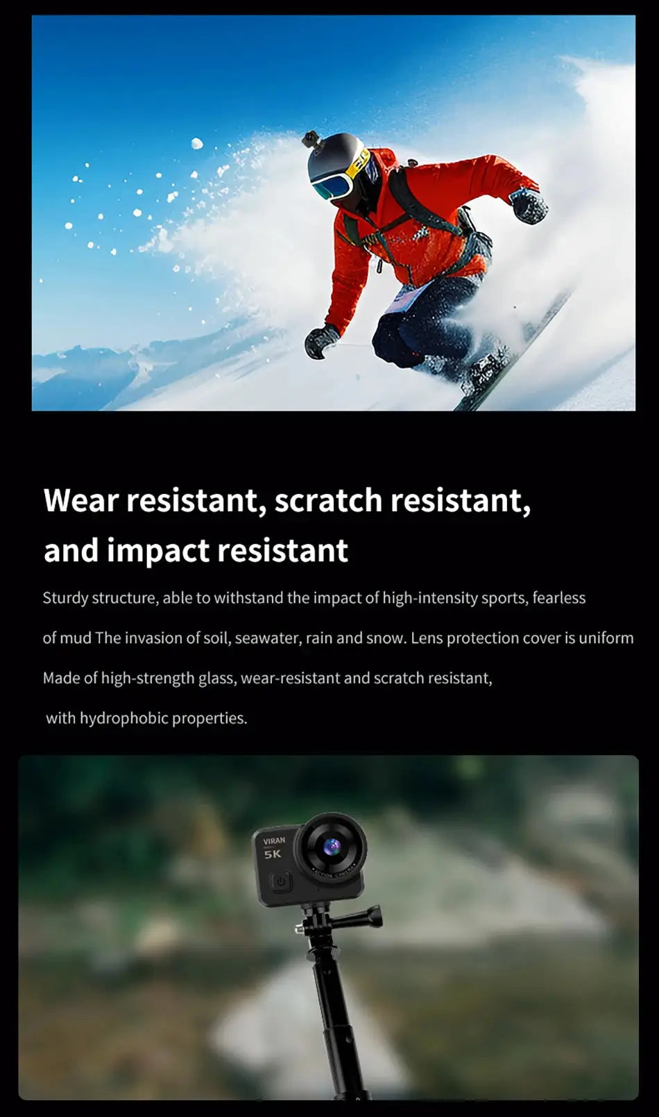 CERASTES V10 5K Action Camera Electronic Image Stabilization 2" Touch LCD 4K Waterproof Action Camera Dashcam Motion Detection Ai-TechWorld 