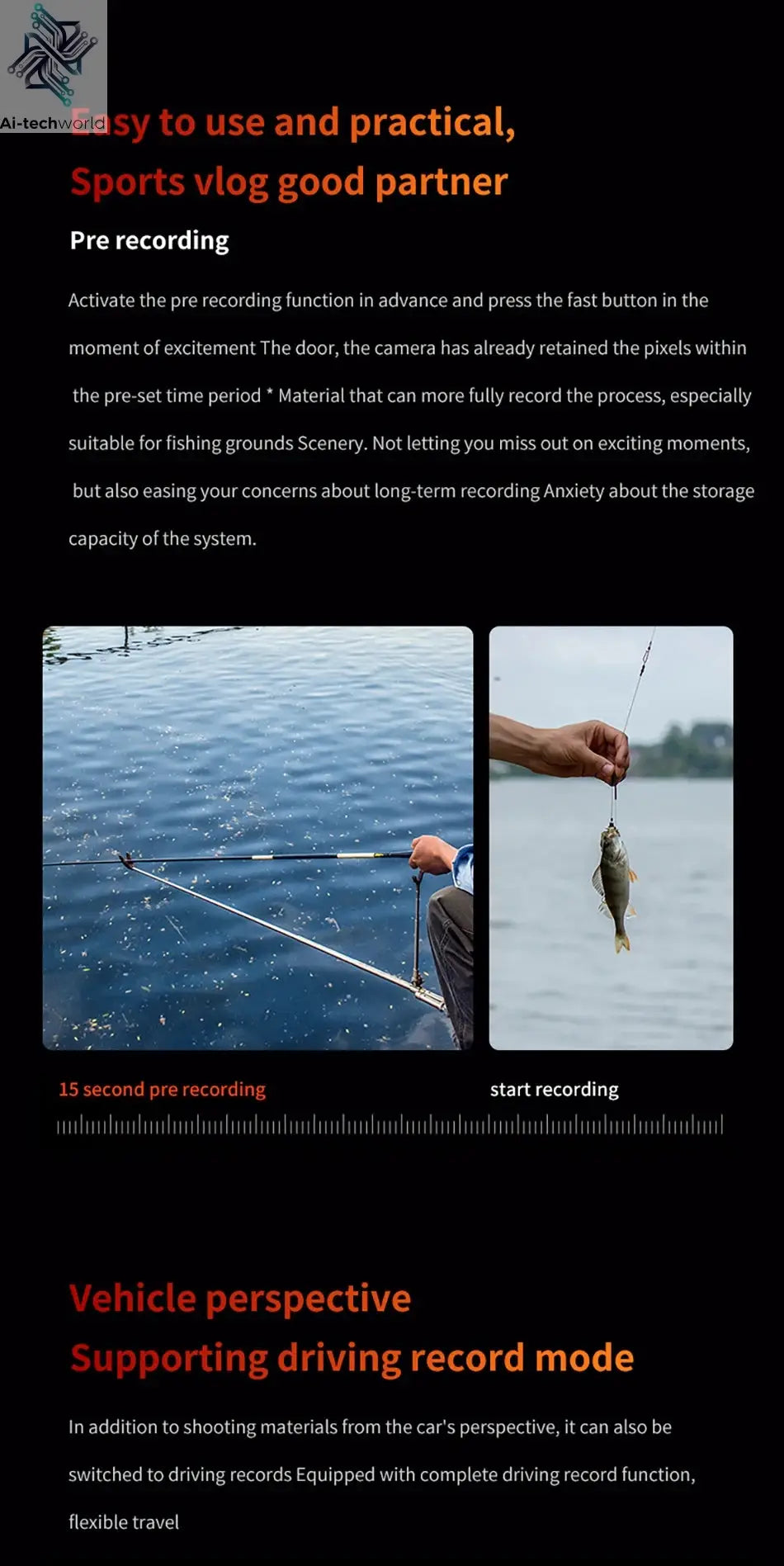 CERASTES V10 5K Action Camera Electronic Image Stabilization 2" Touch LCD 4K Waterproof Action Camera Dashcam Motion Detection Ai-TechWorld 