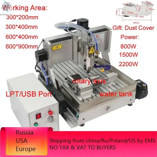 CNC Router 6040 4 Axis 2.2KW Metal 3D Carving Woodworking Machine 3040 USB Port Milling Engraving Machine 6090 with Water Tank - Ai - TechWorld