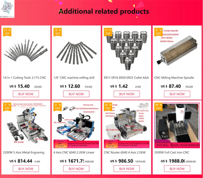 CNC Router 6040 4 Axis 2.2KW Metal 3D Carving Woodworking Machine 3040 USB Port Milling Engraving Machine 6090 with Water Tank - Ai - TechWorld