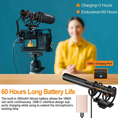 COMICA VM20 Shotgun Microphone, Professional Super Cardioid Microphone with Shock Mount, Camera Microphone For Video Record Ai-TechWorld 