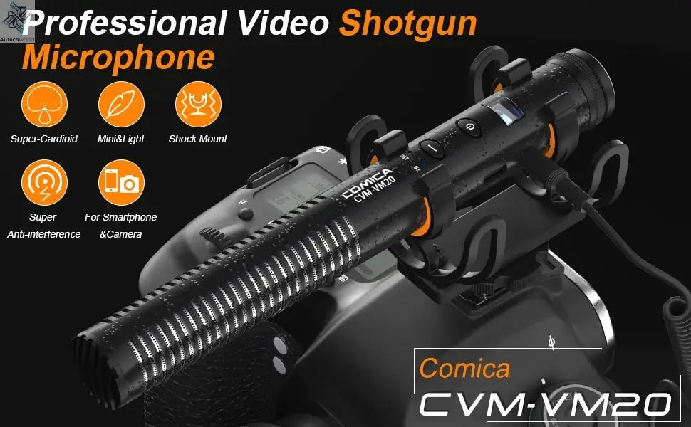 COMICA VM20 Shotgun Microphone, Professional Super Cardioid Microphone with Shock Mount, Camera Microphone For Video Record Ai-TechWorld 