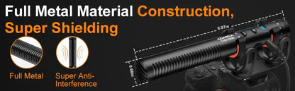 COMICA VM20 Shotgun Microphone, Professional Super Cardioid Microphone with Shock Mount, Camera Microphone For Video Record Ai-TechWorld 