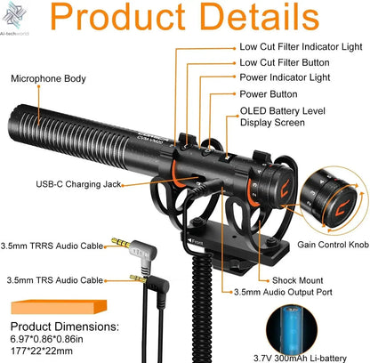COMICA VM20 Shotgun Microphone, Professional Super Cardioid Microphone with Shock Mount, Camera Microphone For Video Record Ai-TechWorld 
