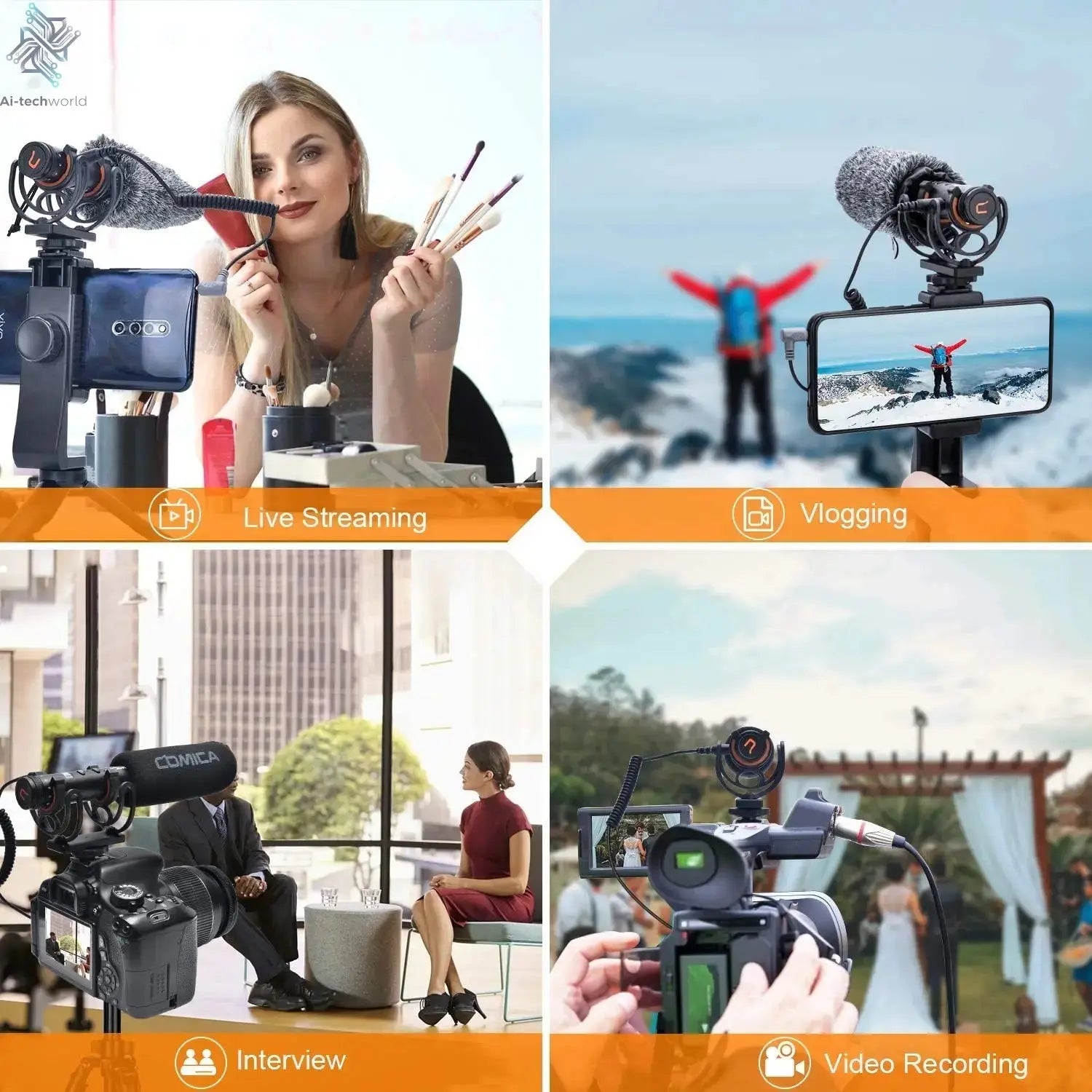 COMICA VM20 Shotgun Microphone, Professional Super Cardioid Microphone with Shock Mount, Camera Microphone For Video Record Ai-TechWorld 
