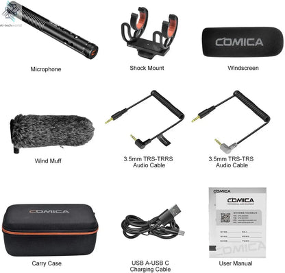 COMICA VM20 Shotgun Microphone, Professional Super Cardioid Microphone with Shock Mount, Camera Microphone For Video Record Ai-TechWorld 