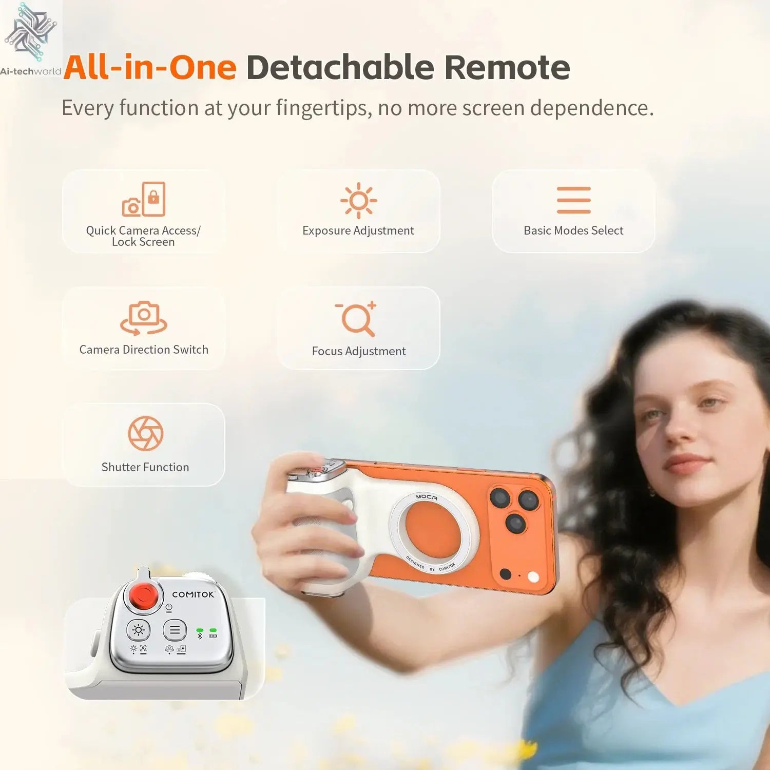 COMITOK Magnetic Phone Camera Hand Grip Smart Holder with Remote Control for Iphone & Android Shooting Aid Accessory Ai-TechWorld 