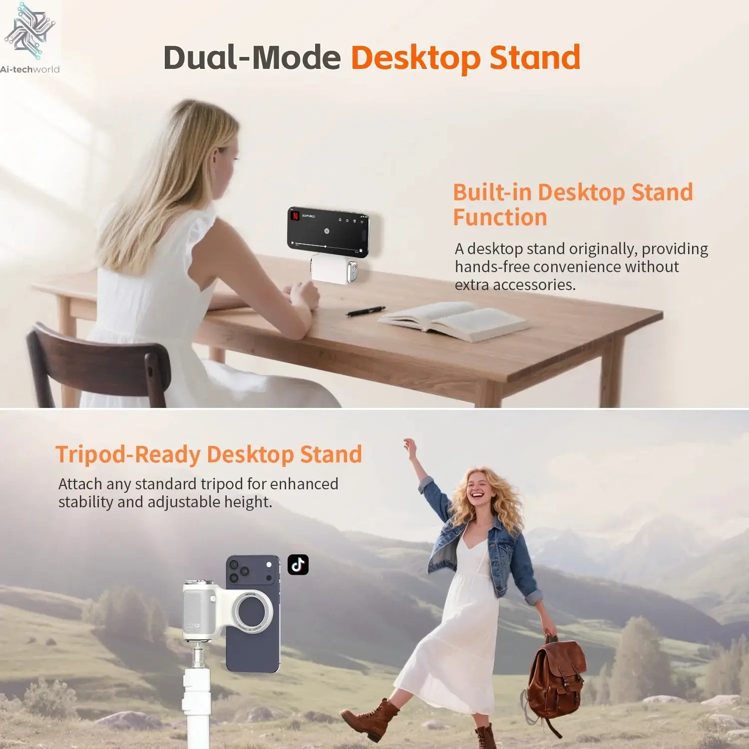 COMITOK Magnetic Phone Camera Hand Grip Smart Holder with Remote Control for Iphone & Android Shooting Aid Accessory Ai-TechWorld 