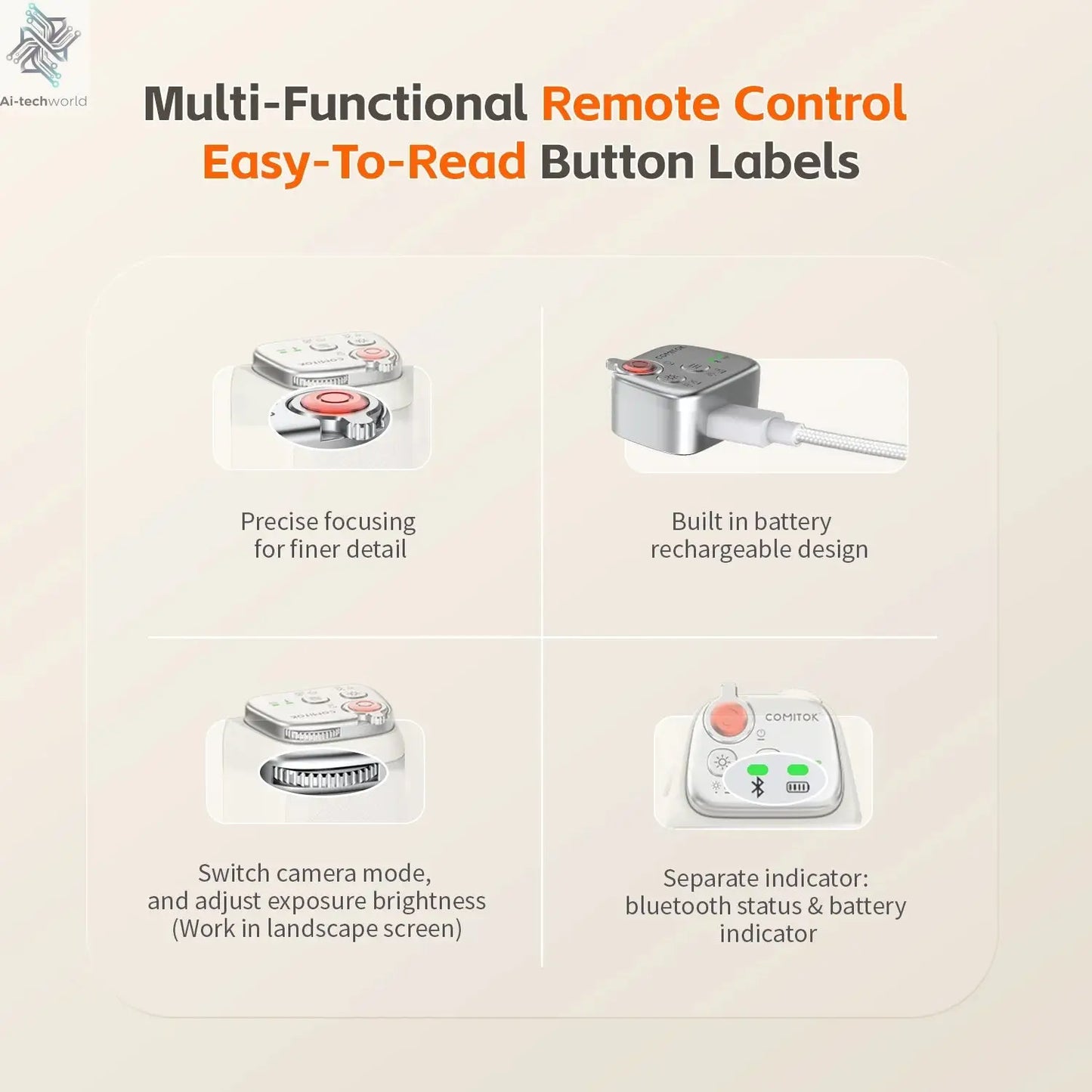 COMITOK Magnetic Phone Camera Hand Grip Smart Holder with Remote Control for Iphone & Android Shooting Aid Accessory Ai-TechWorld 