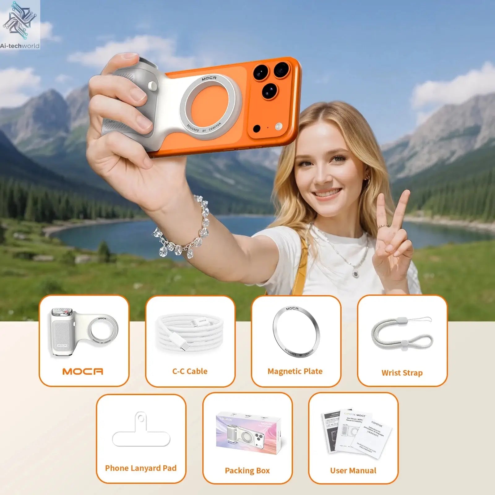COMITOK Magnetic Phone Camera Hand Grip Smart Holder with Remote Control for Iphone & Android Shooting Aid Accessory Ai-TechWorld 