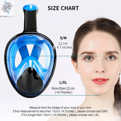 COPOZZ Professional Snorkeling Diving Mask Underwater Scuba Full Face Snorkel Mask Anti Fog Goggles for Adult Swimming Equipment Ai-TechWorld 
