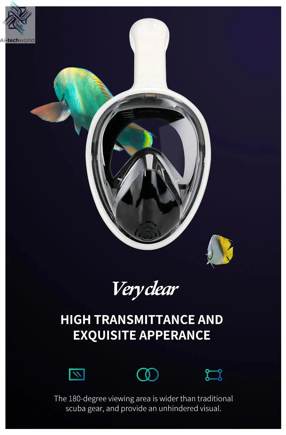 COPOZZ Professional Snorkeling Diving Mask Underwater Scuba Full Face Snorkel Mask Anti Fog Goggles for Adult Swimming Equipment Ai-TechWorld 