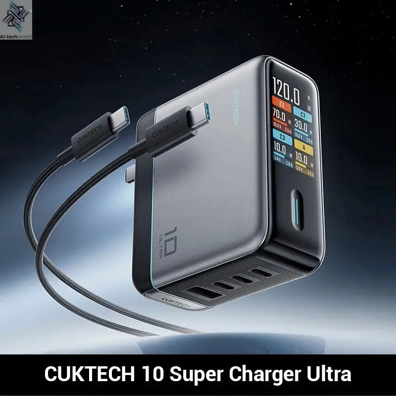 CUKTECH 10 GaN Super Charger Ultra 120W 100W MAX 4 Ports USB-C Charger For Xiaomi Samsung iPhone MacBook Laptop Ai-TechWorld 