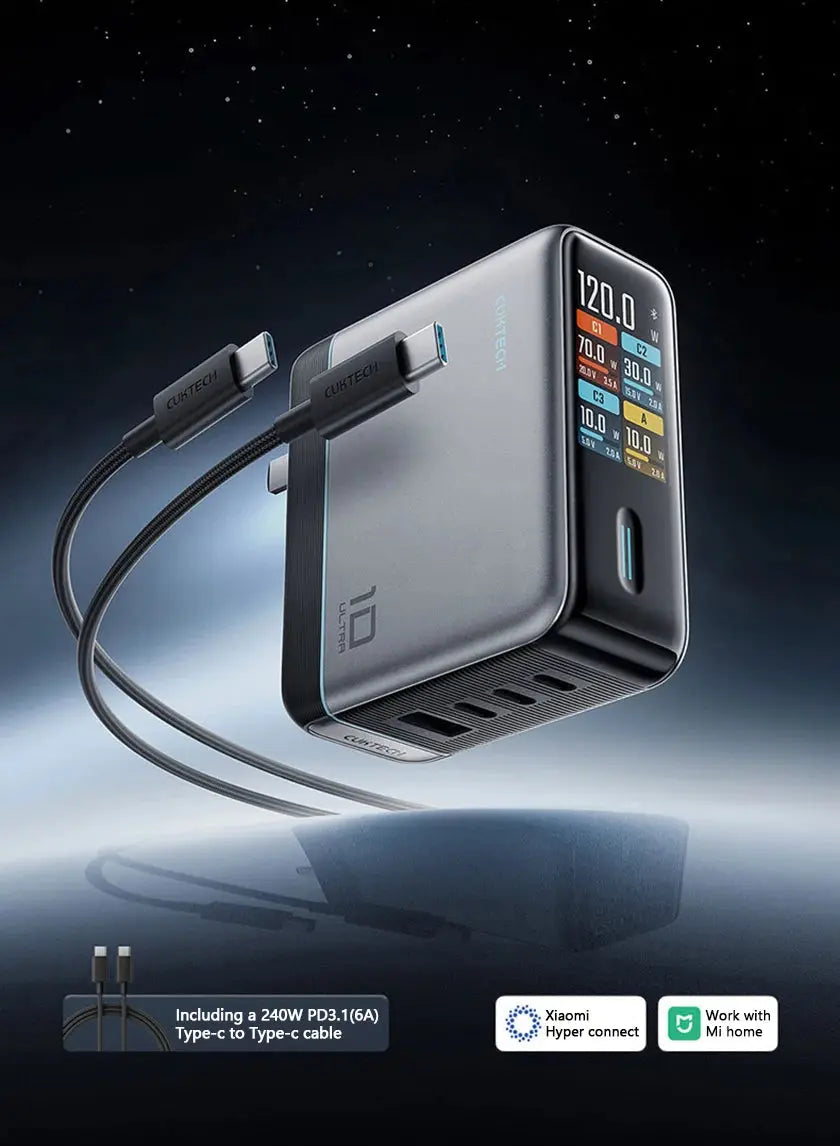 CUKTECH 10 GaN Super Charger Ultra 120W 100W MAX 4 Ports USB-C Charger For Xiaomi Samsung iPhone MacBook Laptop Ai-TechWorld 