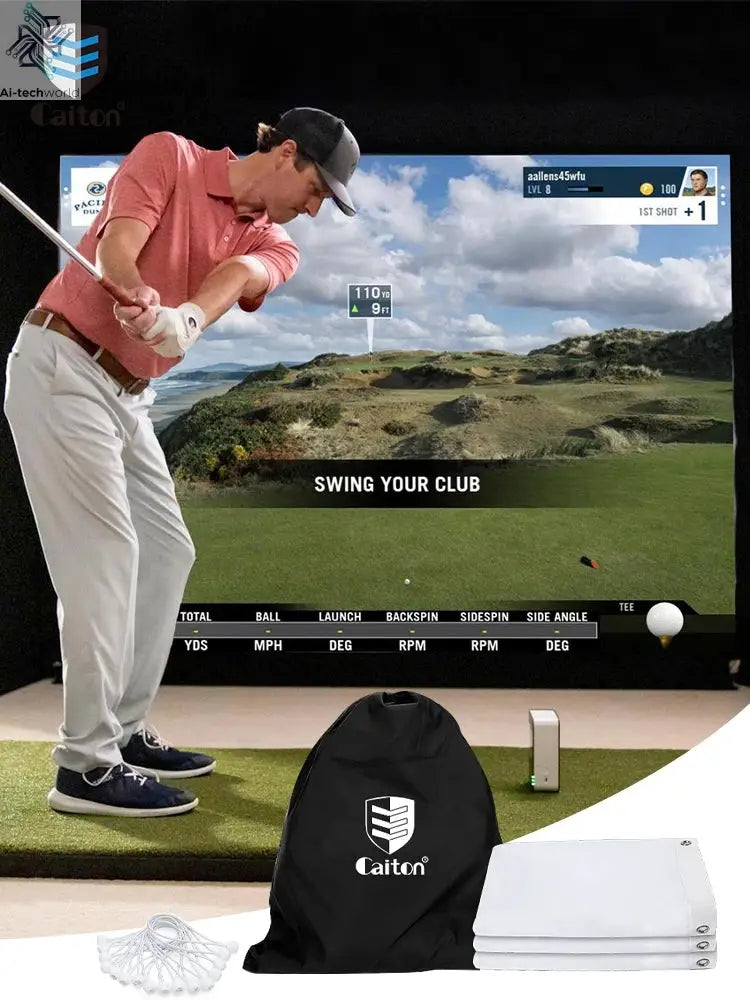 Caiton Golf Impact Screen - Silent HD, Tear-Resistant, Indoor & Outdoor Swing Training, Easy Setup, Anti-Strike, Various Sizes - Ai-TechWorld