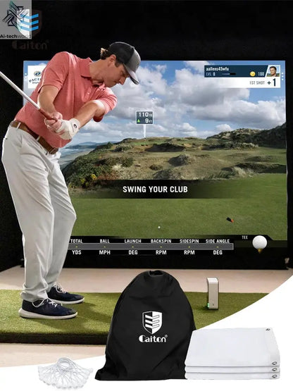 Caiton Golf Impact Screen - Silent HD, Tear-Resistant, Indoor & Outdoor Swing Training, Easy Setup, Anti-Strike, Various Sizes - Ai-TechWorld