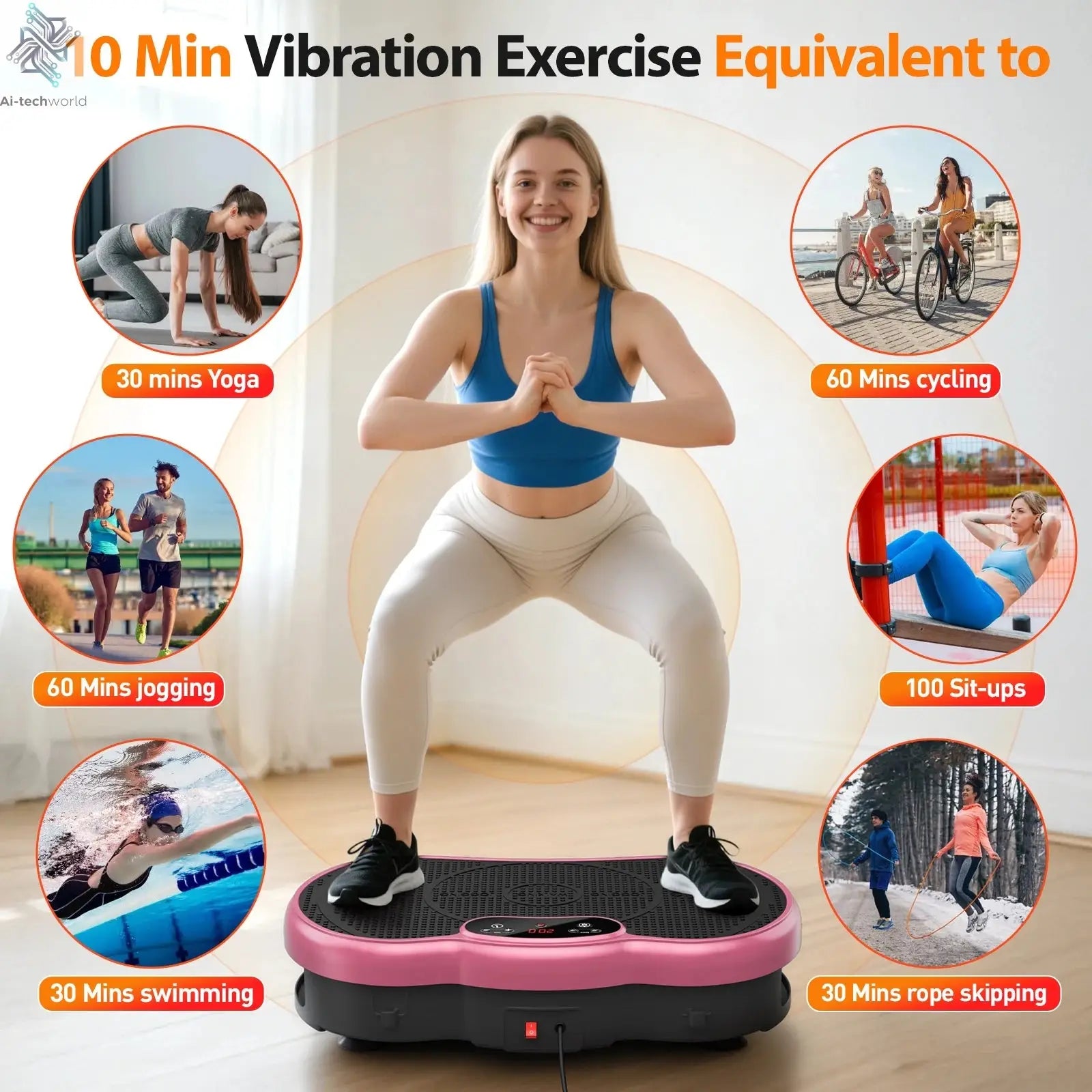 Calorie Tracking Vibration Plate Bluetooth 120 Levels Remote Control Full Body Workout Fitness Platform Home Gym Shaper Massager - Ai-TechWorld
