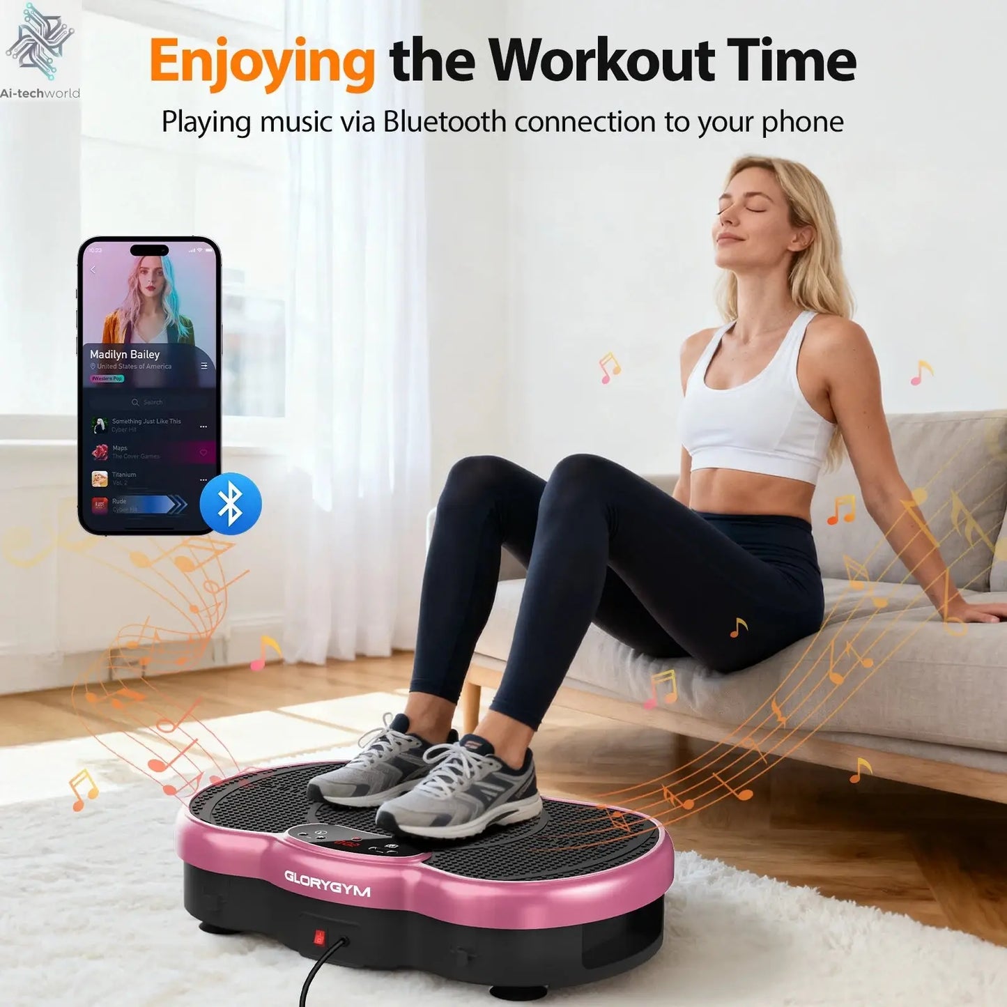 Calorie Tracking Vibration Plate Bluetooth 120 Levels Remote Control Full Body Workout Fitness Platform Home Gym Shaper Massager - Ai-TechWorld