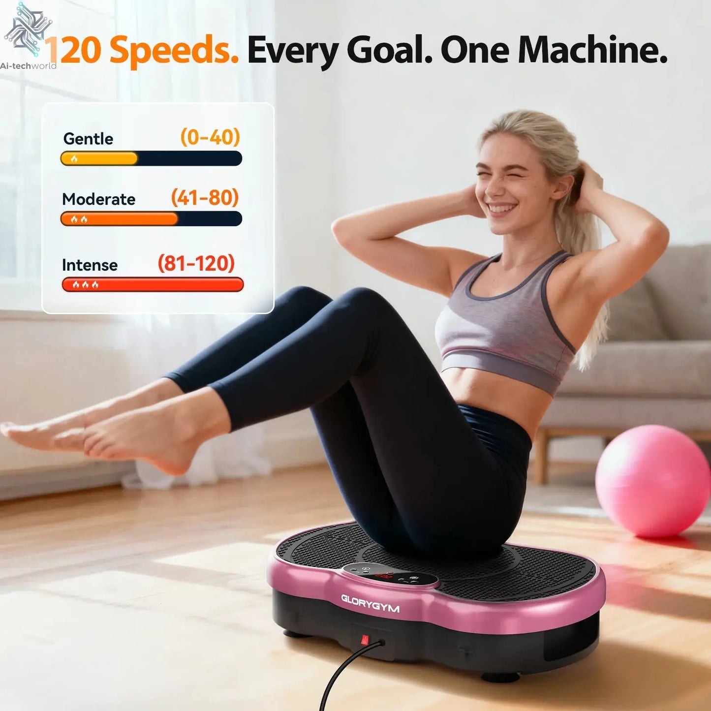 Calorie Tracking Vibration Plate Bluetooth 120 Levels Remote Control Full Body Workout Fitness Platform Home Gym Shaper Massager - Ai-TechWorld