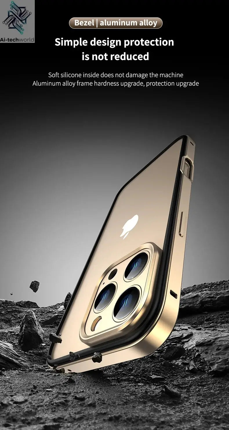 Camera Protection + Hybrid Silicone Frame Aluminum Metal Phone Case For iPhone 17 16 15 Pro Max 14 13 Better Heat Bumper Ai-TechWorld 