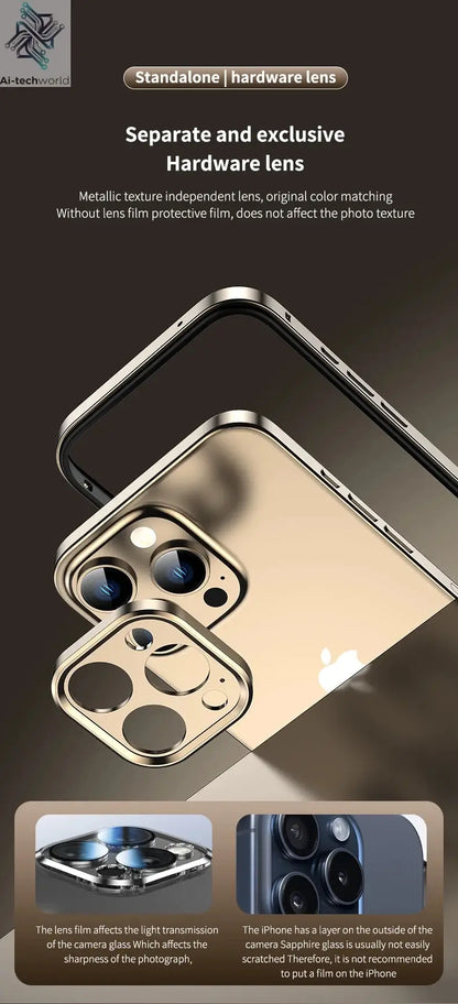 Camera Protection + Hybrid Silicone Frame Aluminum Metal Phone Case For iPhone 17 16 15 Pro Max 14 13 Better Heat Bumper Ai-TechWorld 
