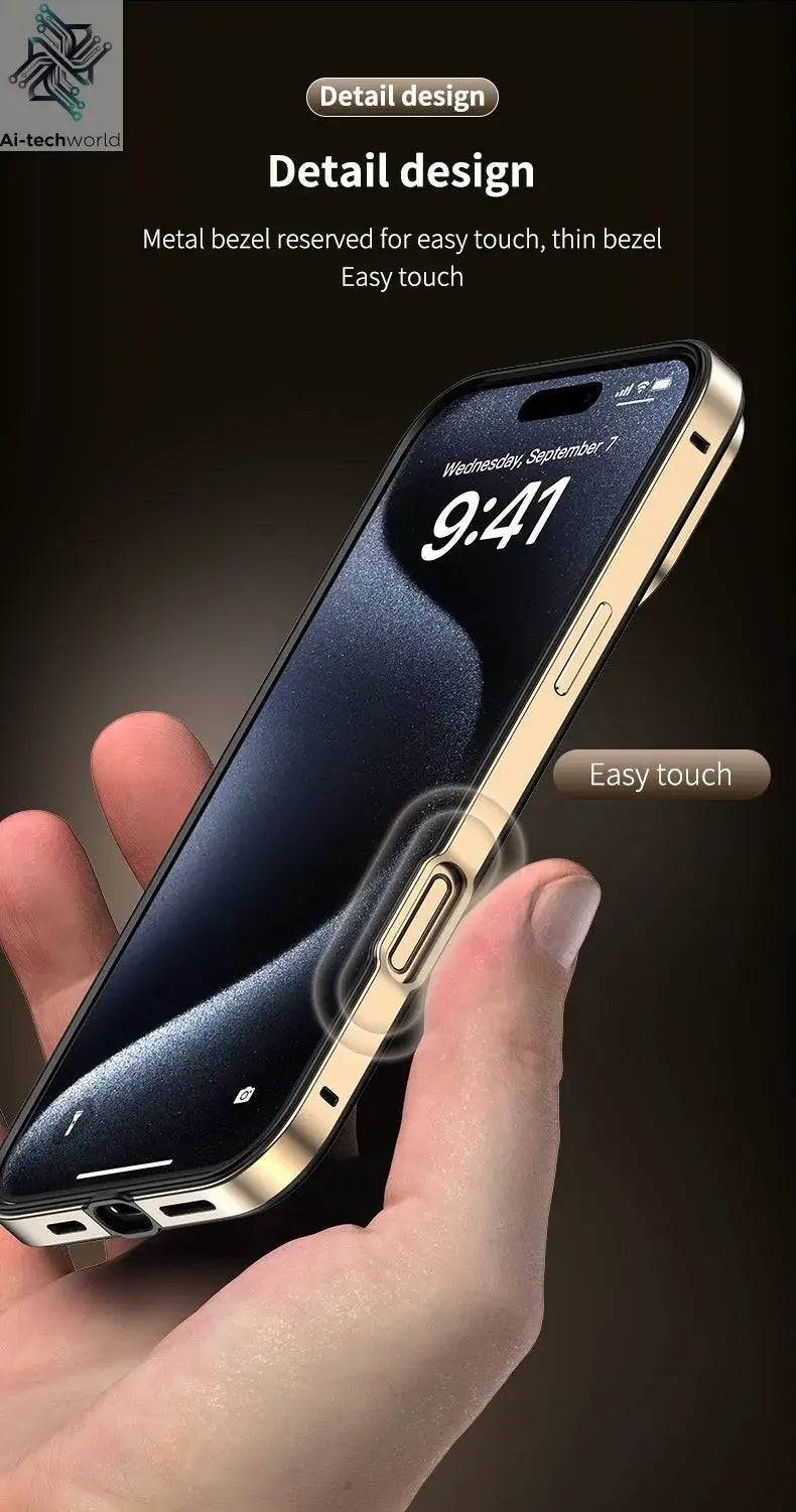Camera Protection + Hybrid Silicone Frame Aluminum Metal Phone Case For iPhone 17 16 15 Pro Max 14 13 Better Heat Bumper Ai-TechWorld 