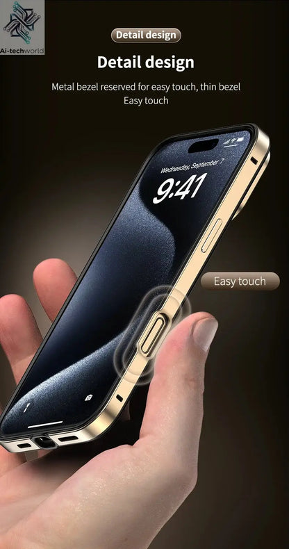 Camera Protection + Hybrid Silicone Frame Aluminum Metal Phone Case For iPhone 17 16 15 Pro Max 14 13 Better Heat Bumper Ai-TechWorld 