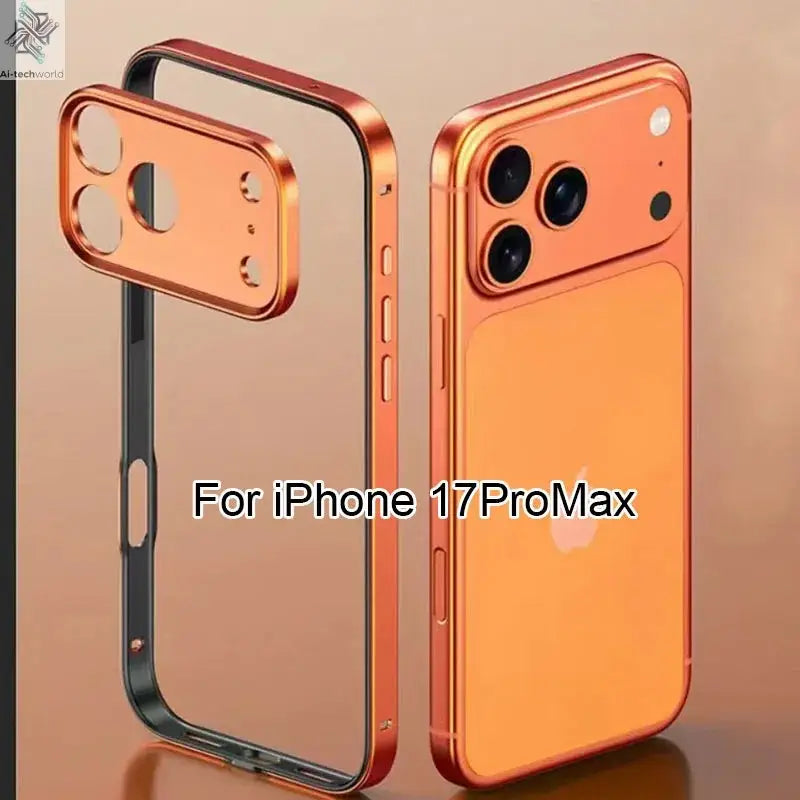 Camera Protection + Hybrid Silicone Frame Aluminum Metal Phone Case For iPhone 17 16 15 Pro Max 14 13 Better Heat Bumper Ai-TechWorld 