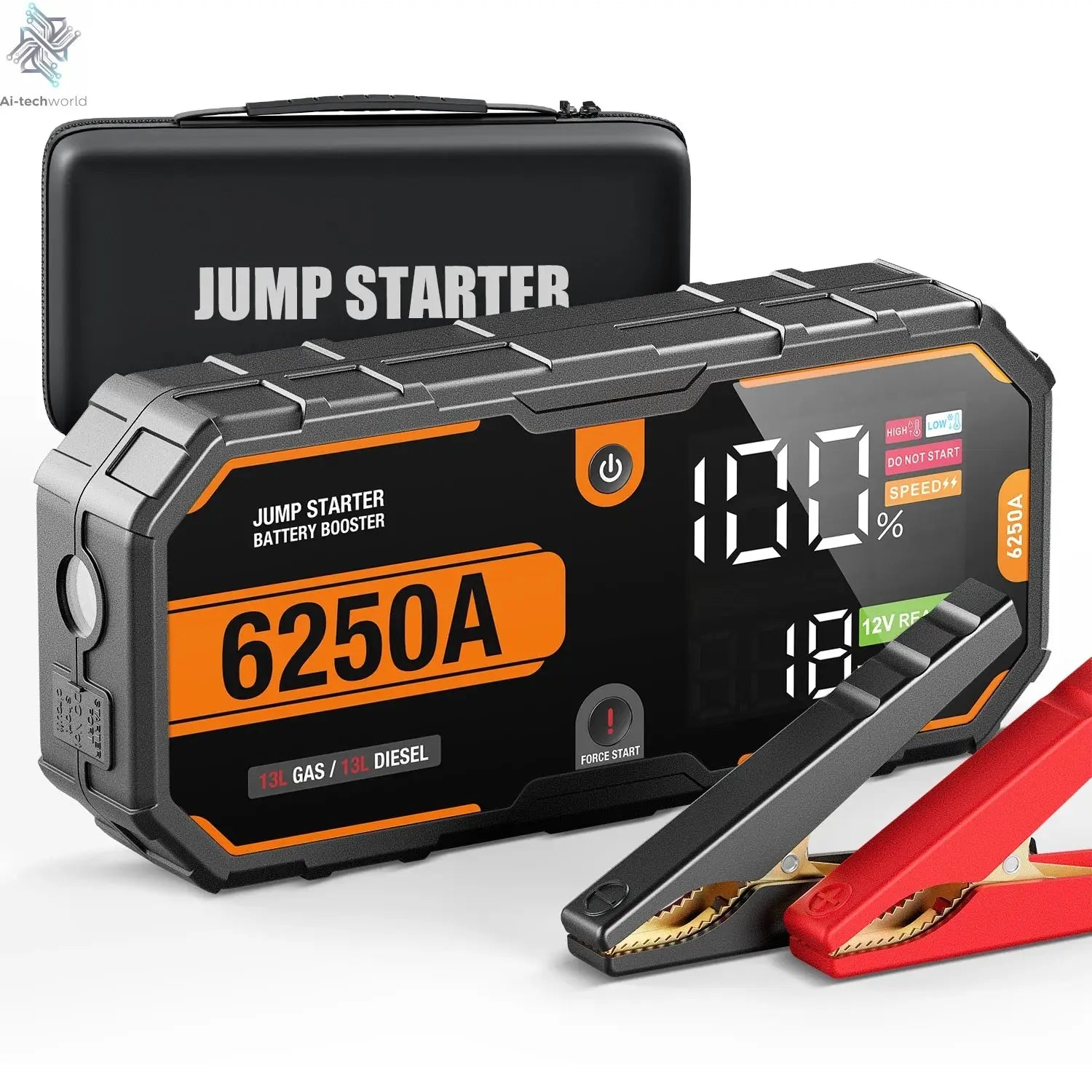 Car 6250A 30000mAh Portable 12V  Jump Starter Power Bank 12V Auto Battery Charger Booster Starting Device Ai-TechWorld 
