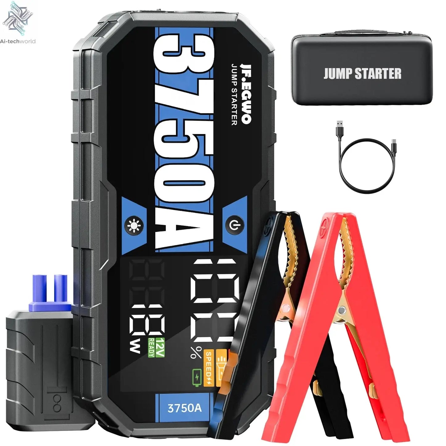 Car 6250A 30000mAh Portable 12V  Jump Starter Power Bank 12V Auto Battery Charger Booster Starting Device Ai-TechWorld 