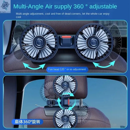 Car Fan 3-speed Car Seat Back Cooling Fan USB Charge Dual Head Fan 360 Degree Rotation Neck Cooler for Summer Car Accessories Ai-TechWorld
