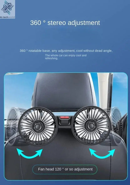 Car Fan 3-speed Car Seat Back Cooling Fan USB Charge Dual Head Fan 360 Degree Rotation Neck Cooler for Summer Car Accessories Ai-TechWorld