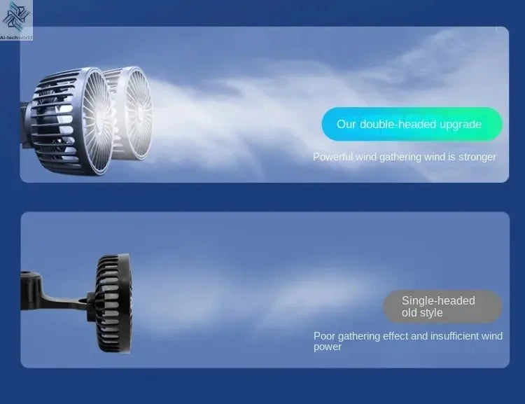 Car Fan 3-speed Car Seat Back Cooling Fan USB Charge Dual Head Fan 360 Degree Rotation Neck Cooler for Summer Car Accessories Ai-TechWorld