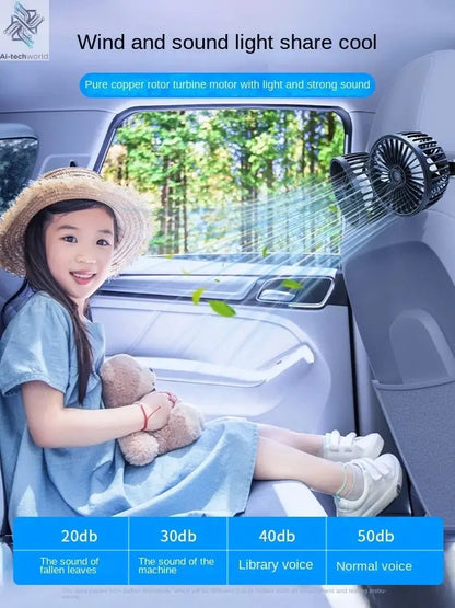 Car Fan 3-speed Car Seat Back Cooling Fan USB Charge Dual Head Fan 360 Degree Rotation Neck Cooler for Summer Car Accessories Ai-TechWorld