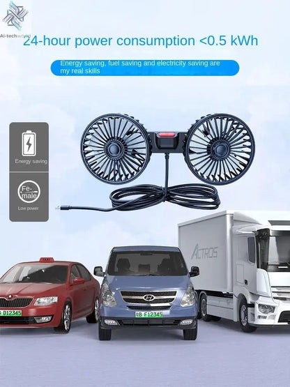 Car Fan 3-speed Car Seat Back Cooling Fan USB Charge Dual Head Fan 360 Degree Rotation Neck Cooler for Summer Car Accessories Ai-TechWorld
