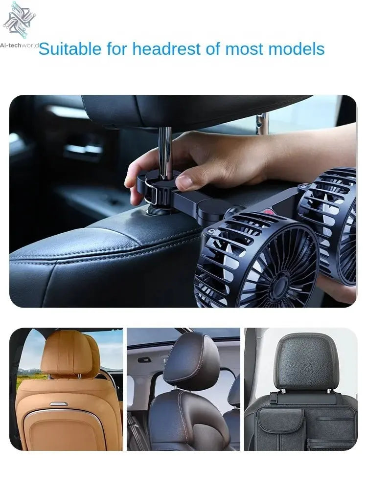 Car Fan 3-speed Car Seat Back Cooling Fan USB Charge Dual Head Fan 360 Degree Rotation Neck Cooler for Summer Car Accessories Ai-TechWorld