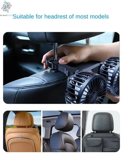 Car Fan 3-speed Car Seat Back Cooling Fan USB Charge Dual Head Fan 360 Degree Rotation Neck Cooler for Summer Car Accessories Ai-TechWorld