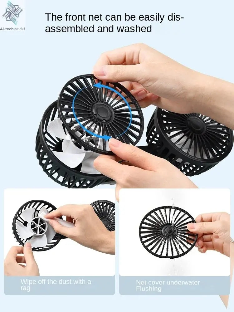 Car Fan 3-speed Car Seat Back Cooling Fan USB Charge Dual Head Fan 360 Degree Rotation Neck Cooler for Summer Car Accessories Ai-TechWorld