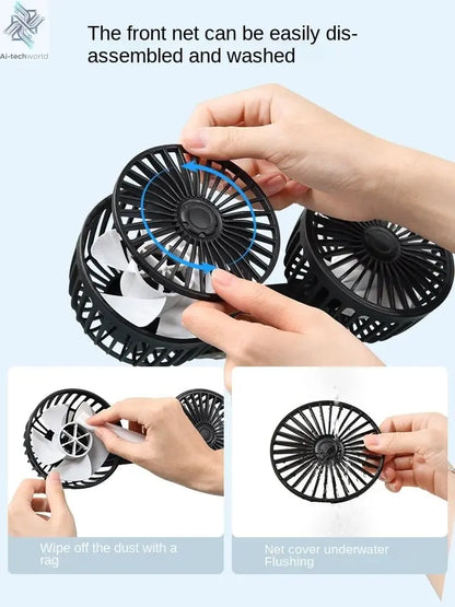 Car Fan 3-speed Car Seat Back Cooling Fan USB Charge Dual Head Fan 360 Degree Rotation Neck Cooler for Summer Car Accessories Ai-TechWorld