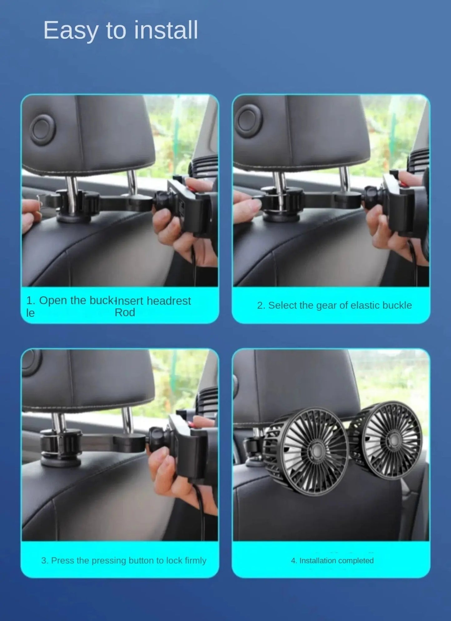 Car Fan 3-speed Car Seat Back Cooling Fan USB Charge Dual Head Fan 360 Degree Rotation Neck Cooler for Summer Car Accessories Ai-TechWorld