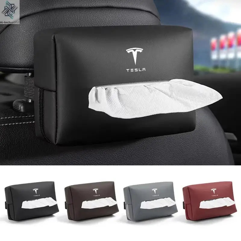 Car Interior Tissue Bag Seat Back Tissue Storage Box Holder Accessories For Tesla Model 3 Model S X Model Y Roadster SpaceX - Ai-TechWorld