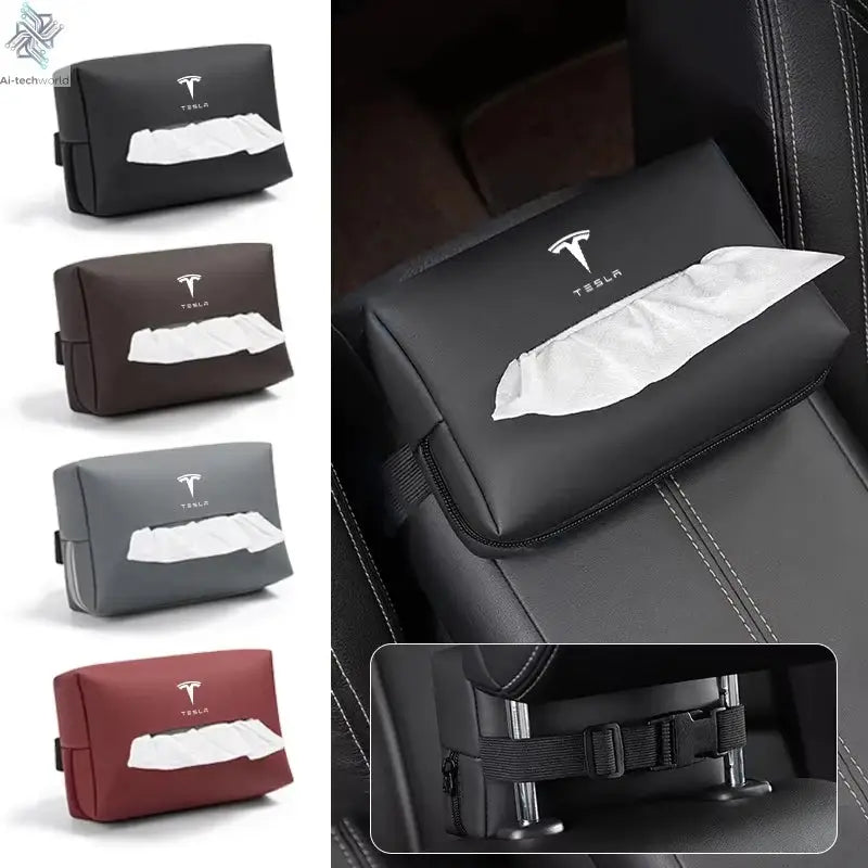Car Interior Tissue Bag Seat Back Tissue Storage Box Holder Accessories For Tesla Model 3 Model S X Model Y Roadster SpaceX - Ai-TechWorld