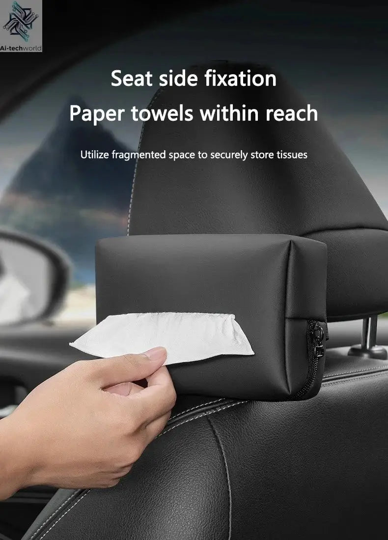 Car Interior Tissue Bag Seat Back Tissue Storage Box Holder Accessories For Tesla Model 3 Model S X Model Y Roadster SpaceX Ai-TechWorld 