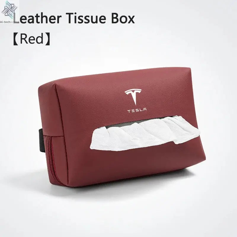 Car Interior Tissue Bag Seat Back Tissue Storage Box Holder Accessories For Tesla Model 3 Model S X Model Y Roadster SpaceX Ai-TechWorld 